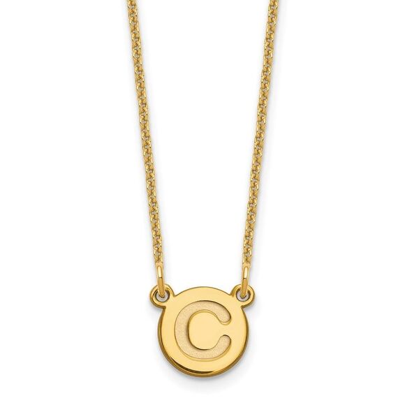 Kazi Luxury 14k Yellow Gold Tiny Circle Block Letter C Initial Necklace - Picture 1 of 3